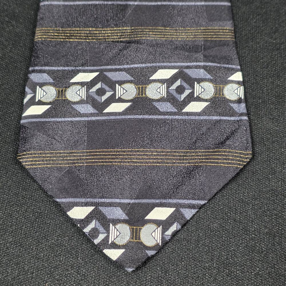 CLUBFELLOW Men's Black Geometric Italian Silk Necktie Classic